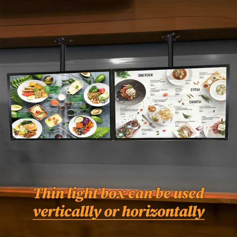 Compact Hanging Menu LED Advertising Display Box Signs