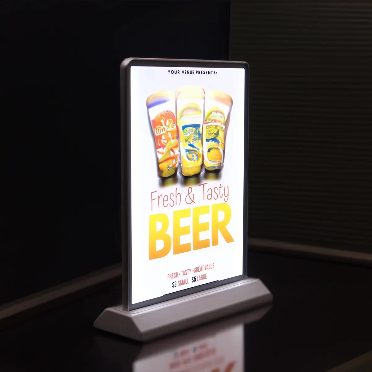 Slim LED Rechargeable Dual Side Illuminated Menu Sign for Table