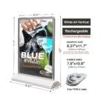 Rechargeable dual side illuminated menu sign